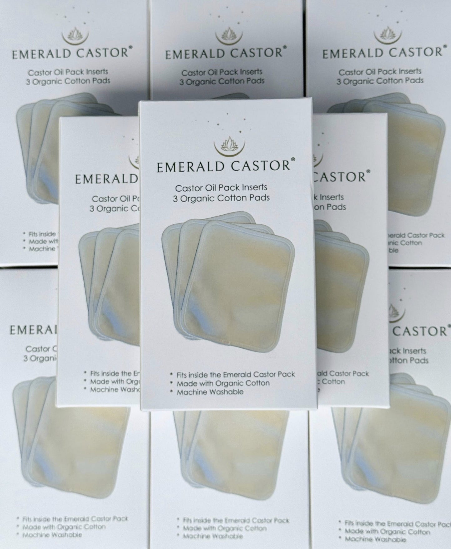 EMERALD CASTOR - Castor Oil Pack Inserts - 3 Organic Cotton Pads