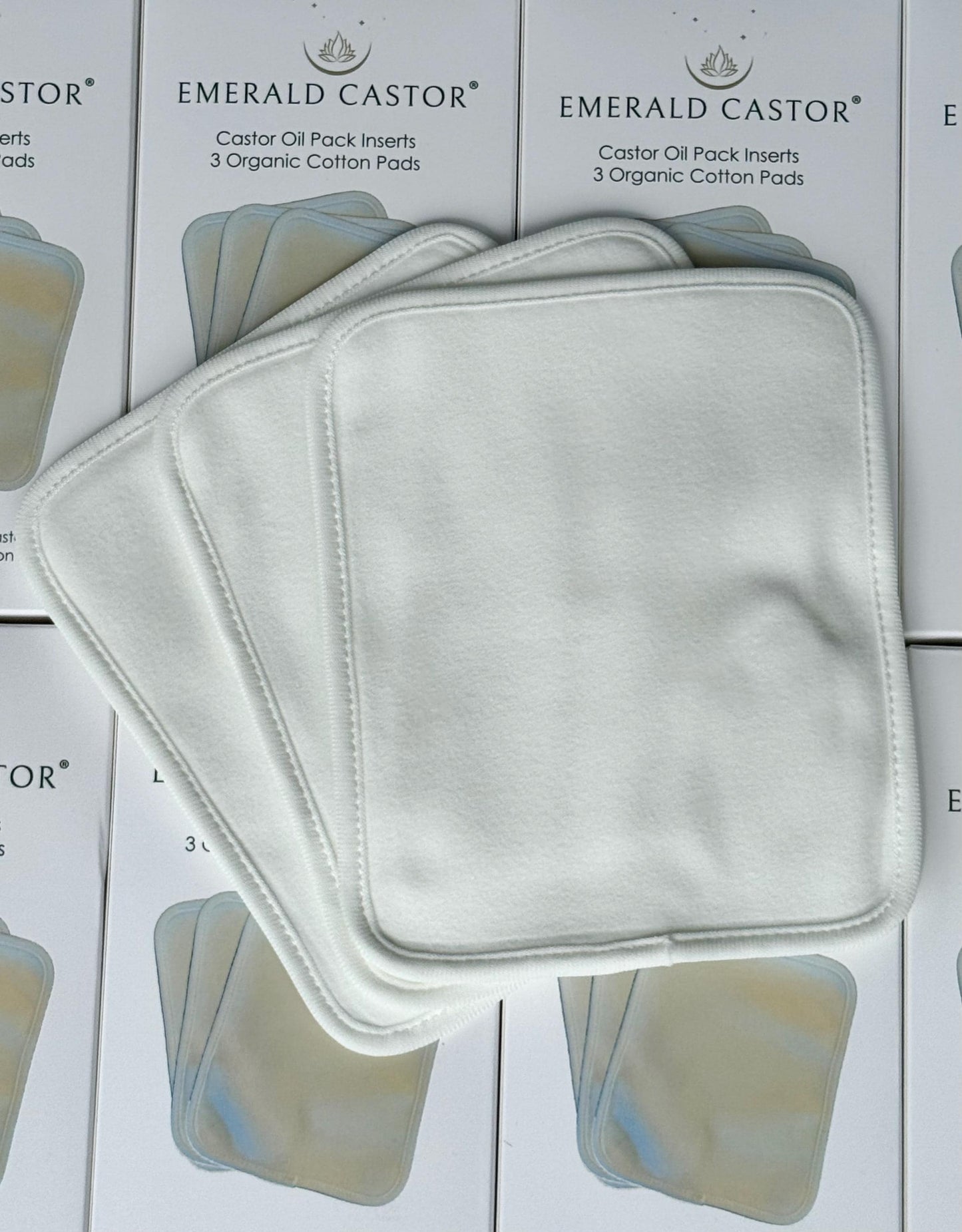 EMERALD CASTOR - Castor Oil Pack Inserts - 3 Organic Cotton Pads